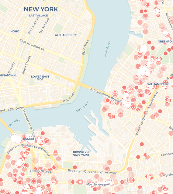 Pickup data points are shown in red.